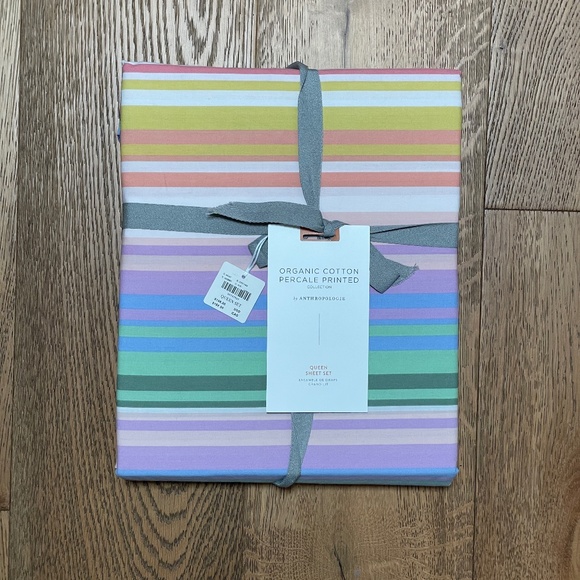 Anthropologie Maeve Organic Cotton Percale Sheet Set / Queen NWT - Picture 1 of 5
